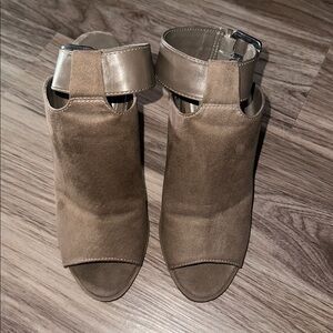 Indigo Peep Toe Heeled Booties